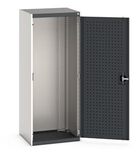 cubio cupboard with perfo doors. WxDxH: 650x525x1600mm. RAL 7035/5010 or selected Bott Cubio Empty Heavy Duty Tool Cupboard Housing
